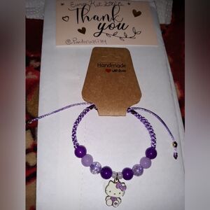 NWT Hello Kitty Purple Macrame Bracelet Adjustable Hand Crafted NEW